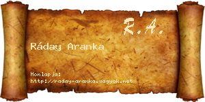 Ráday Aranka névjegykártya
