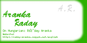 aranka raday business card